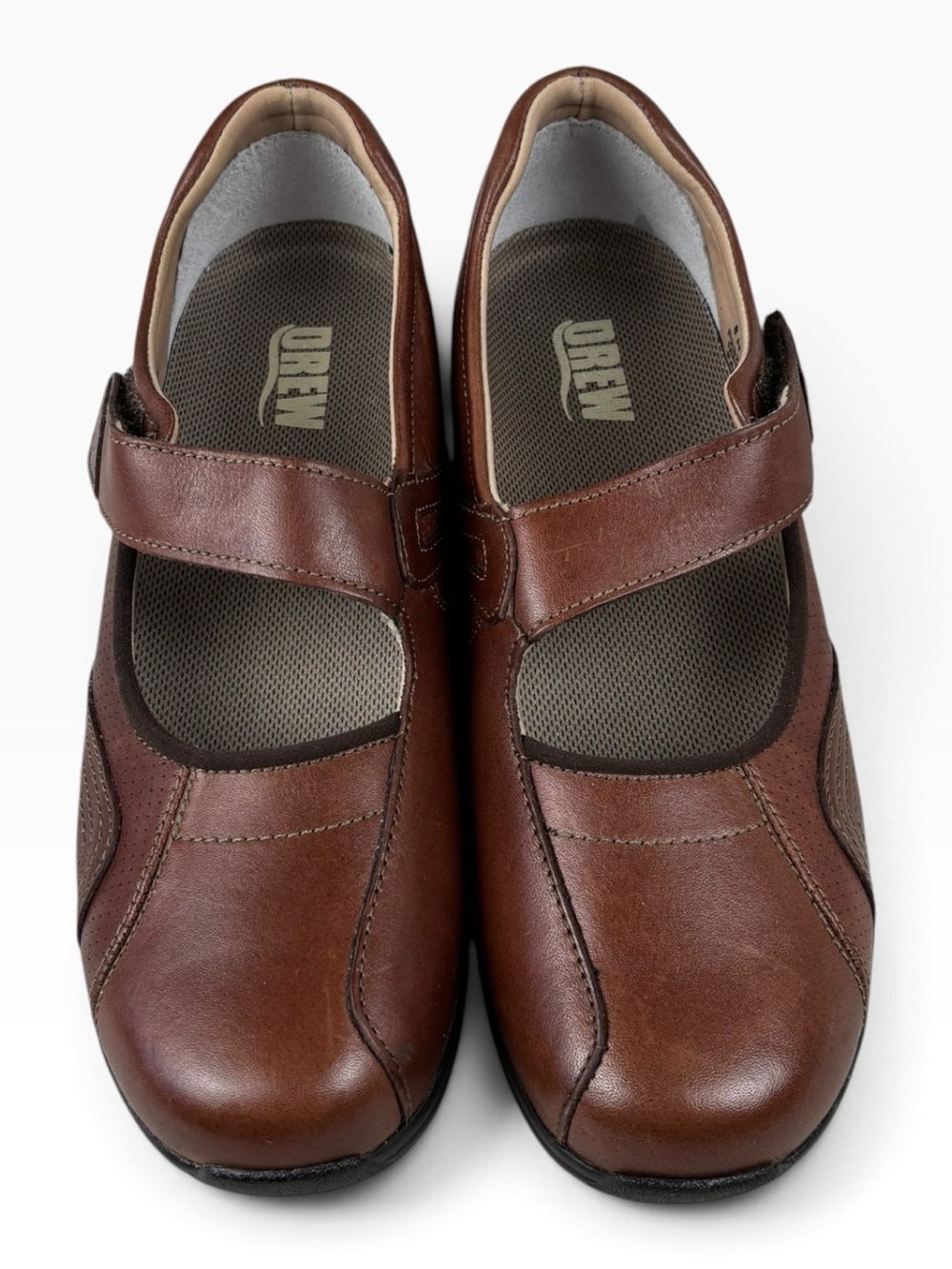 DREW Heather Brown Leather Mary Jane Womens Comfort Shoe Size 8 N Brandy NWOB
